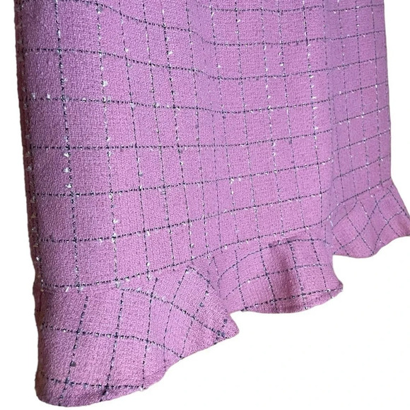 Nicole. Nicole Miller Women's Windowpane Pink Plaid Ruffle Trim Skirt Size 8 - Picture 5 of 11